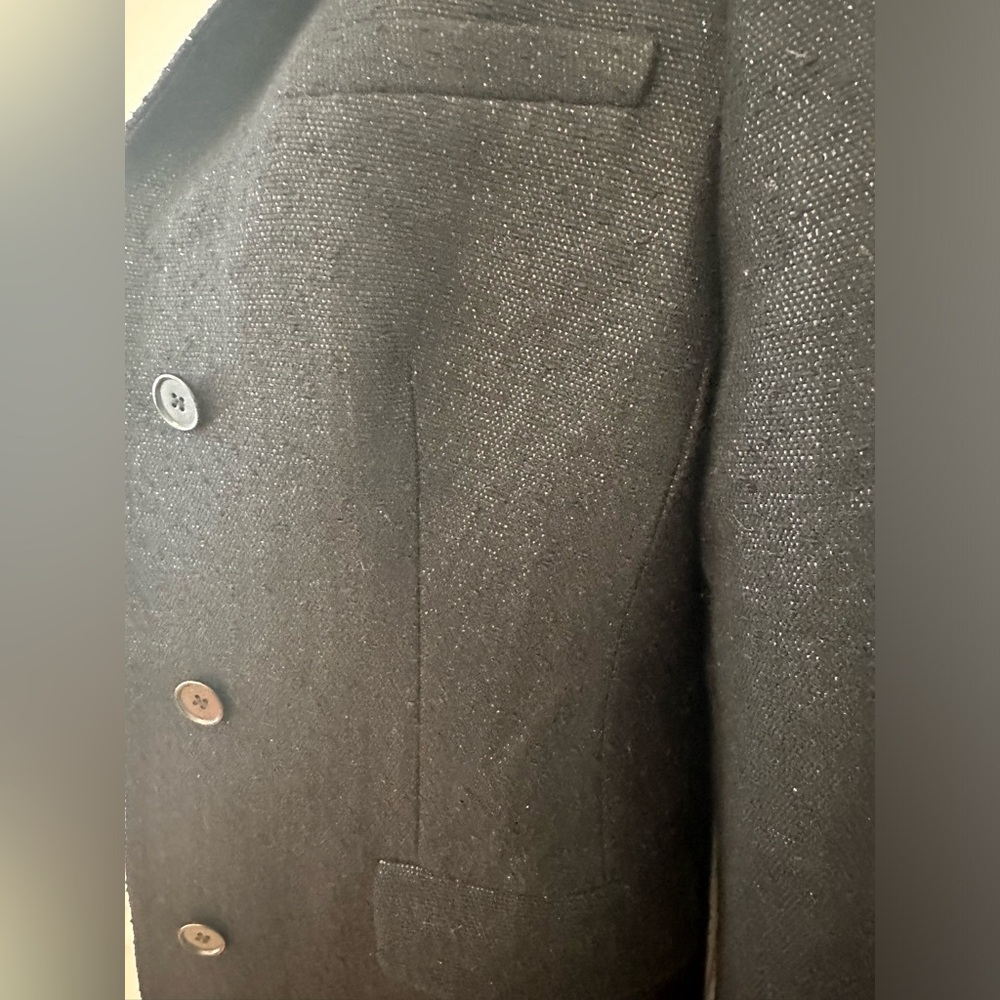 Talbots Black Elegant Wool Blend Shimmery Long Peacoat (Size 12) - Picture 5 of 9